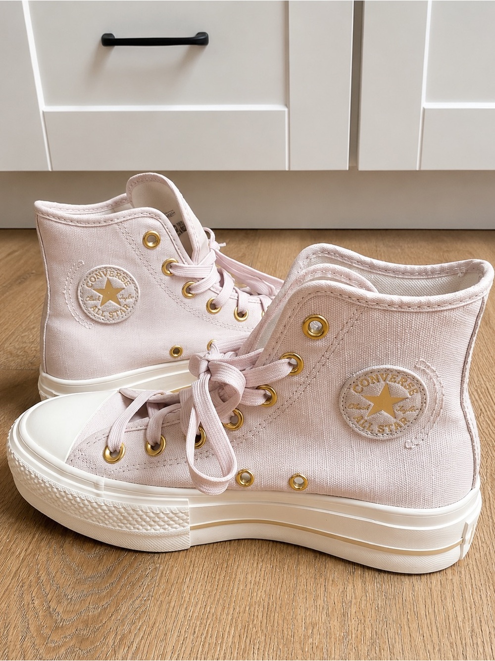 Converse Chuck Taylor All Star Lift High Top Pink Gold Platform Sneakers A10431C - Picture 1 of 14